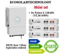 Set měniče Deye 12kW + 3x baterie Pytes 650eab043ca01